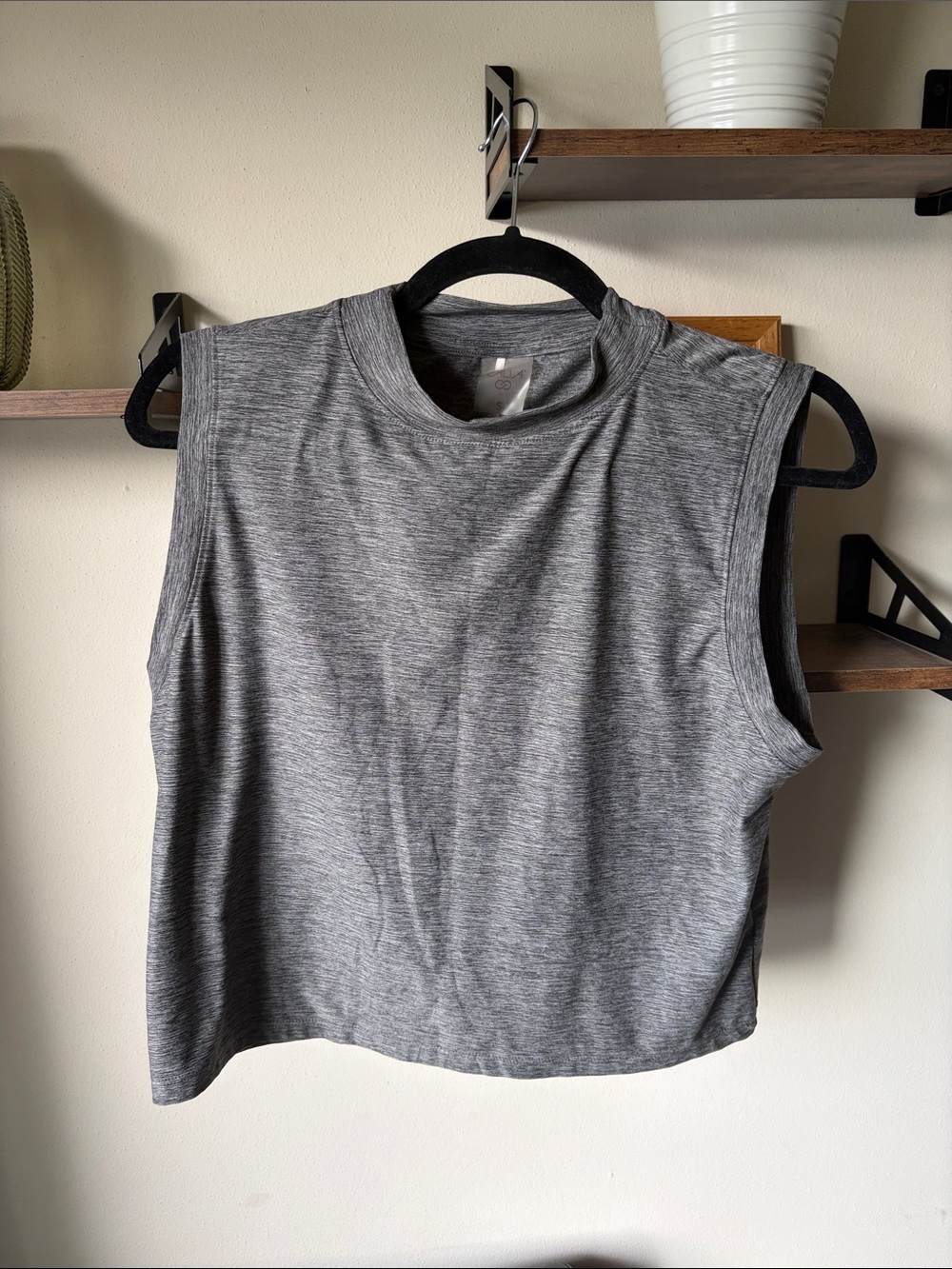 Sleeveless Mock Neck Tank Top in Heather Gray